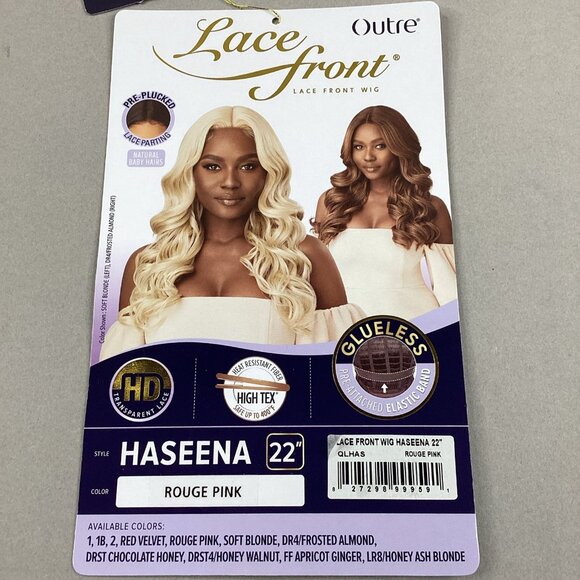 Haseena Long Wavy #Rouge Pink Synthetic Lace Front Wig - Picture 8 of 9